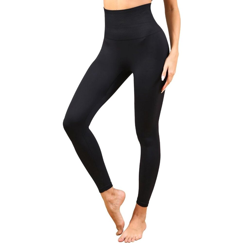 NWT Homma Activewear L Black Leggings High Waist Tummy Compression Slimming Body
